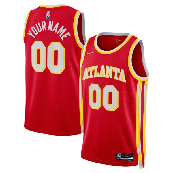 Atlanta Hawks Nike 2021/22 Diamond Swingman Custom Jersey - Icon Edition - Red - Image 2