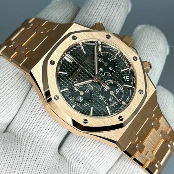 Audemars Piguet Royal Oak 26240OR.OO.1320OR.04 Selfwinding Chronograph 50th Anniversary Rose Gold Khaki Green Dial Watch - Image 3