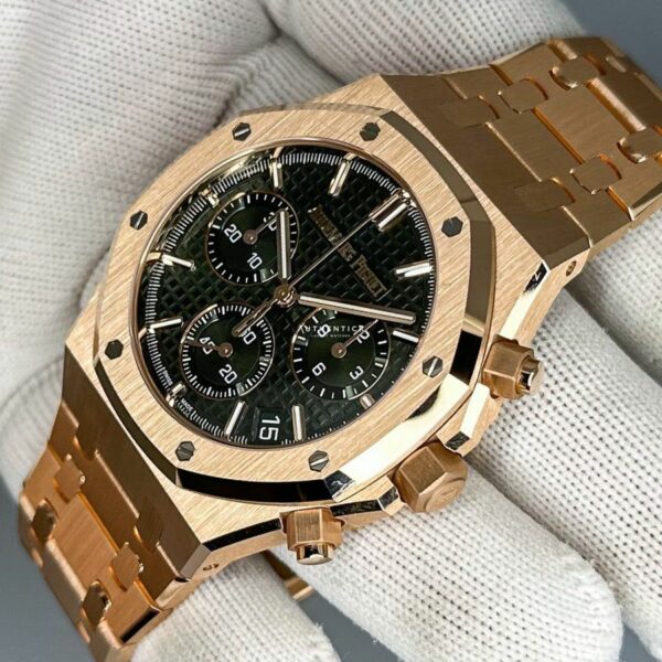 Audemars Piguet Royal Oak 26240OR.OO.1320OR.04 Selfwinding Chronograph 50th Anniversary Rose Gold Khaki Green Dial Watch - Image 5
