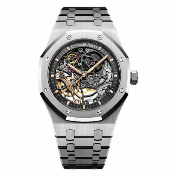 Audemars Piguet Royal Oak 41Mm Double Balance Wheel Openworked Stainless Steel Slate Gray Dial 15407St.Oo.1220St.01 Watch
