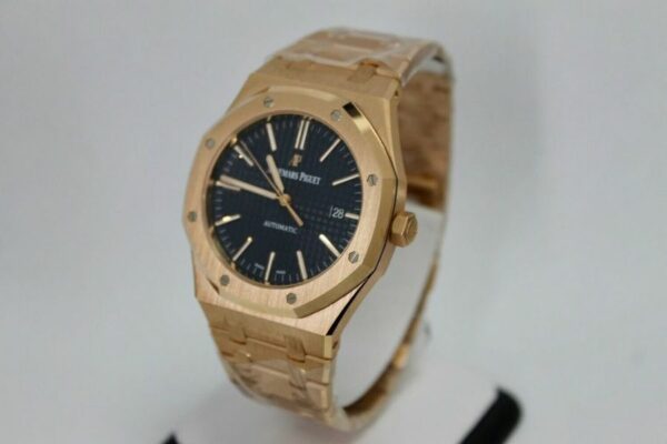 Audemars Piguet Royal Oak 41mm Full Rose Gold Blue Dial Watch - Image 4