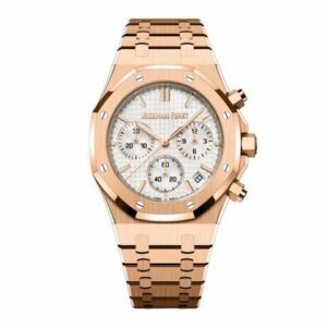 Audemars Piguet Royal Oak Chronograph White Dial Rose Gold on 904L Steel  Watch