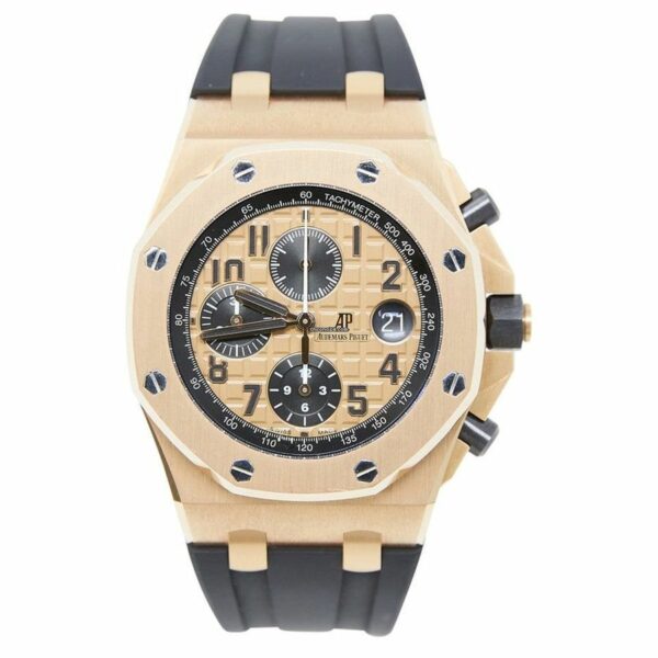 Audemars Piguet Royal Oak Offshore Chronograph 26470OR.OO.A002CR.01 Rose Gold Pink Dial on Rubber Strap Watch