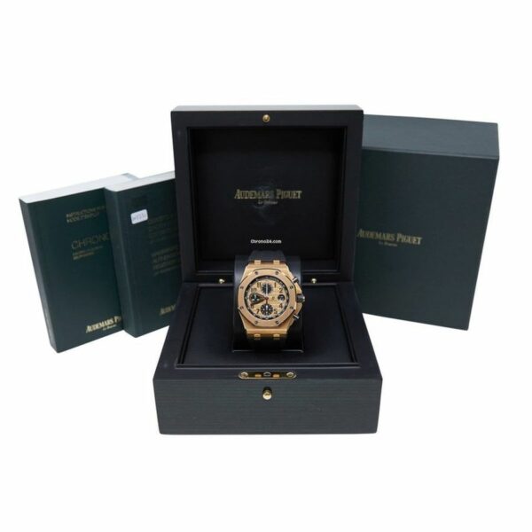 Audemars Piguet Royal Oak Offshore Chronograph 26470OR.OO.A002CR.01 Rose Gold Pink Dial on Rubber Strap Watch - Image 4