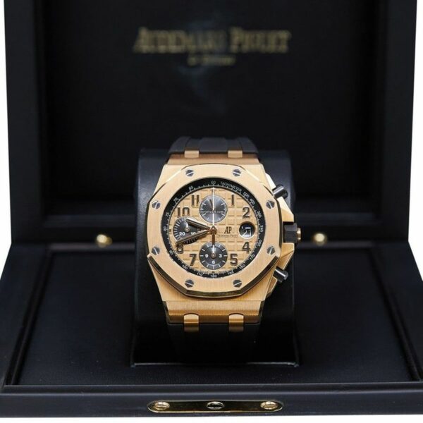 Audemars Piguet Royal Oak Offshore Chronograph 26470OR.OO.A002CR.01 Rose Gold Pink Dial on Rubber Strap Watch - Image 3