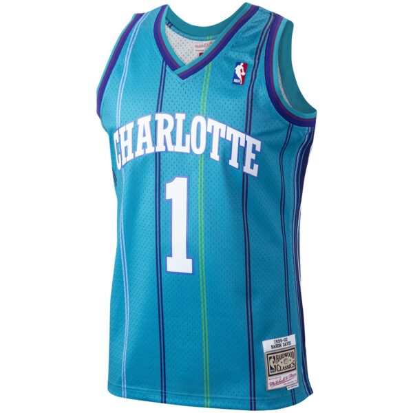 Baron Davis Charlotte Hornets Mitchell & Ness 1999/00 Hardwood Classics Swingman Jersey - Teal - Image 3