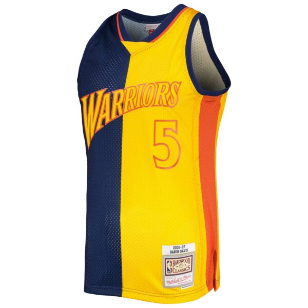 Baron Davis Golden State Warriors Mitchell & Ness Hardwood Classics 2006/07 Split Swingman Jersey - Navy/Gold - Image 3