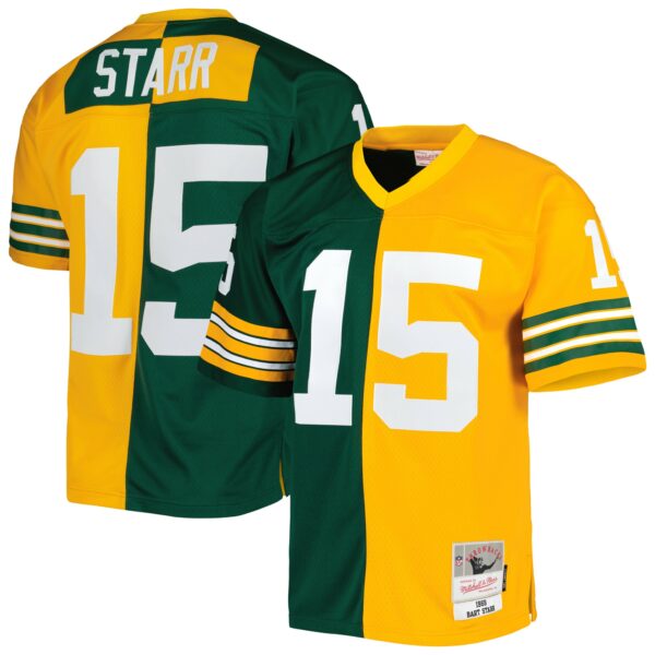 Bart Starr Green Bay Packers Mitchell & Ness 1969 Split Legacy Replica Jersey - Green-Gold