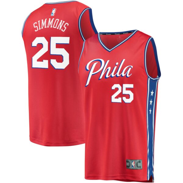 Ben Simmons Philadelphia 76ers Fanatics Youth Fast Break Replica Player Team Jersey - Statement Edition - Red - Image 2