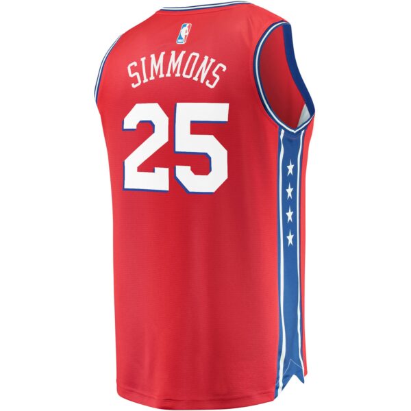 Ben Simmons Philadelphia 76ers Fanatics Youth Fast Break Replica Player Team Jersey - Statement Edition - Red - Image 4