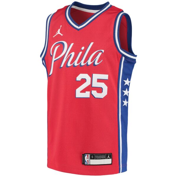 Ben Simmons Philadelphia 76ers Jordan Brand Youth 2020/21 Swingman Player Jersey - Statement Edition - Red - Image 3