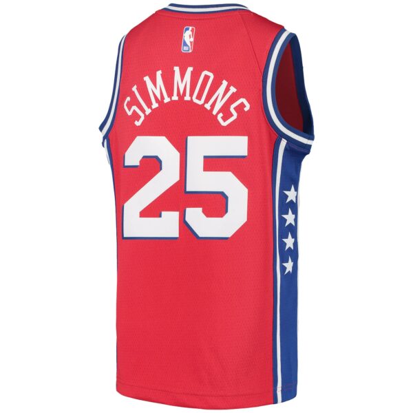 Ben Simmons Philadelphia 76ers Jordan Brand Youth 2020/21 Swingman Player Jersey - Statement Edition - Red - Image 4