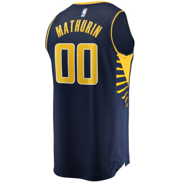 Bennedict Mathurin Indiana Pacers Fanatics Youth 2022 NBA Draft First Round Pick Fast Break Replica Jersey - Icon Edition - Navy - Image 4