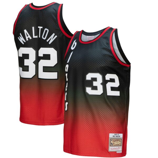 Bill Walton Portland Trail Blazers Mitchell & Ness 1976/77 Hardwood Classics Fadeaway Swingman Player Jersey - Red/Black - Image 2