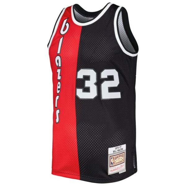 Bill Walton Portland Trail Blazers Mitchell & Ness Hardwood Classics 1976/77 Split Swingman Jersey - Red/Black - Image 3