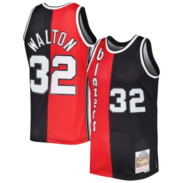 Bill Walton Portland Trail Blazers Mitchell & Ness Hardwood Classics 1976/77 Split Swingman Jersey - Red/Black - Image 2