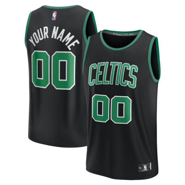 Boston Celtics Fanatics Youth Fast Break Replica Custom Jersey - Statement Edition - Black - Image 2