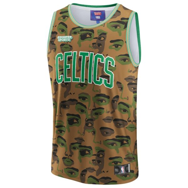 Boston Celtics NBA & KidSuper Studios by Fanatics Unisex Hometown Jersey - Brown - Image 3