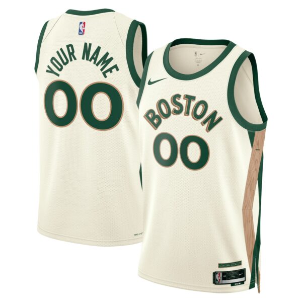 Boston Celtics Nike Unisex 2023/24 Custom Swingman Jersey - White - City Edition - Image 2