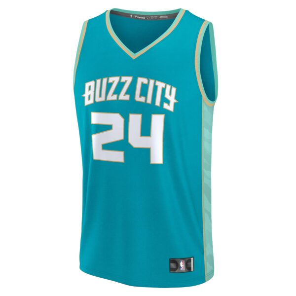 Brandon Miller Charlotte Hornets Fanatics Fast Break Jersey - Teal - City Edition - Image 3