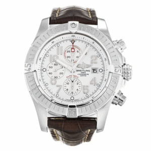 Breitling Super Avenger Chronograph Automatic 48mm White Dial Mens Watch Leather Strap A1337011/A562.135A