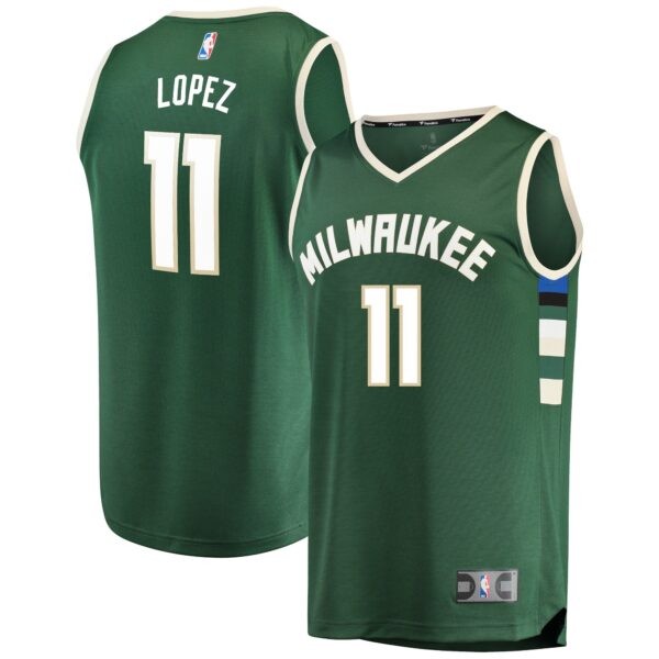Brook Lopez Milwaukee Bucks Fanatics Fast Break Replica Player Jersey Green - Icon Edition - Image 2