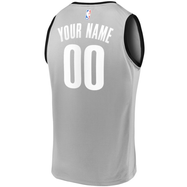 Brooklyn Nets Fanatics Fast Break Replica Custom Jersey Gray - Statement Edition - Image 4