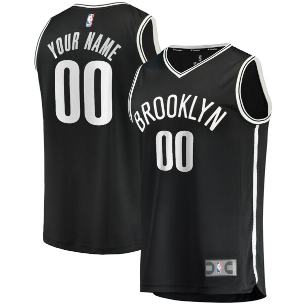 Brooklyn Nets Fanatics Youth Fast Break Custom Replica Jersey Black - Icon Edition - Image 2