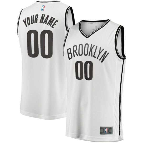 Brooklyn Nets Fanatics Youth Fast Break Replica Custom Jersey - Association Edition - White - Image 2
