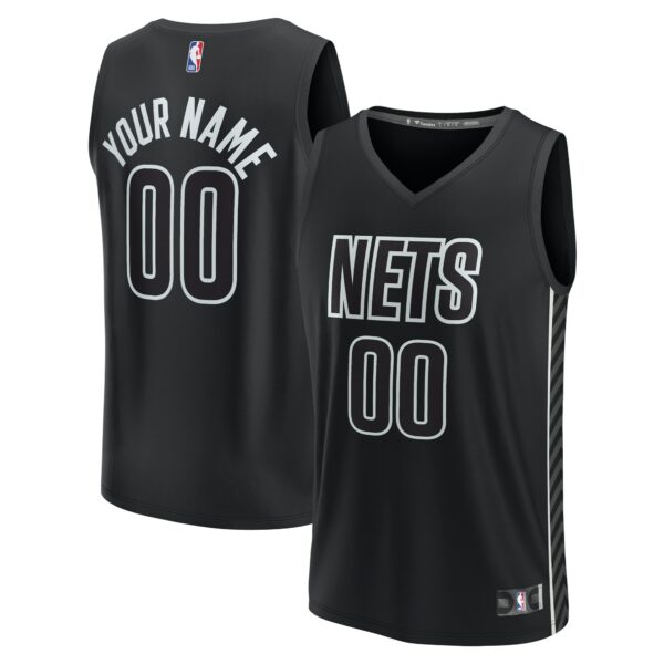 Brooklyn Nets Fanatics Youth Fast Break Replica Custom Jersey - Statement Edition - Black - Image 2