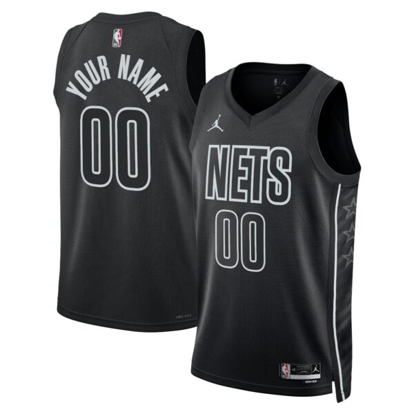 Brooklyn Nets Jordan Brand Unisex 2022/23 Swingman Custom Jersey - Statement Edition - Black - Image 2