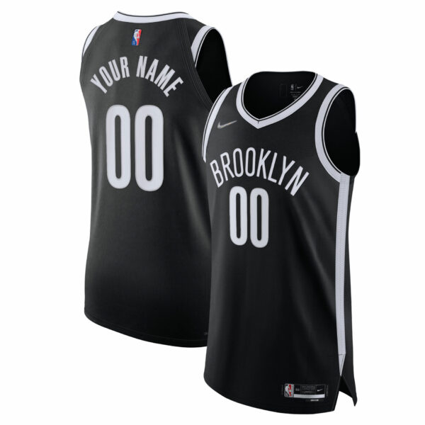 Brooklyn Nets Nike 2021/22 Diamond Authentic Custom Jersey - Icon Edition - Black - Image 2