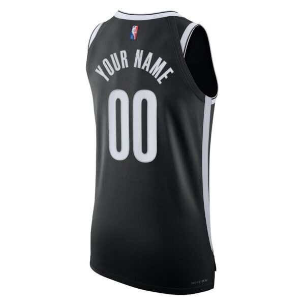 Brooklyn Nets Nike 2021/22 Diamond Authentic Custom Jersey - Icon Edition - Black - Image 4