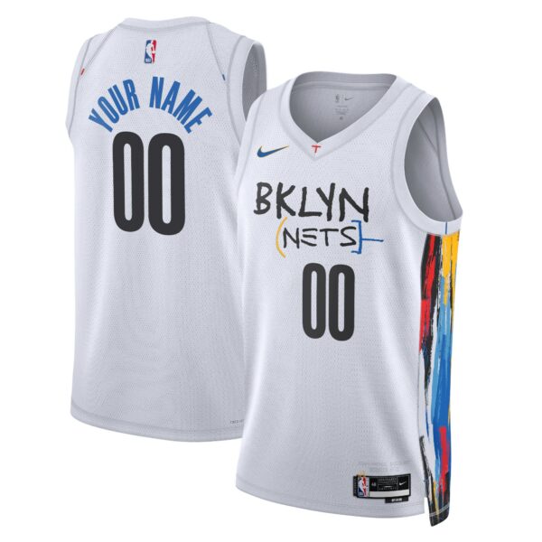 Brooklyn Nets Nike Unisex 2022/23 Swingman Custom Jersey - City Edition - White - Image 2