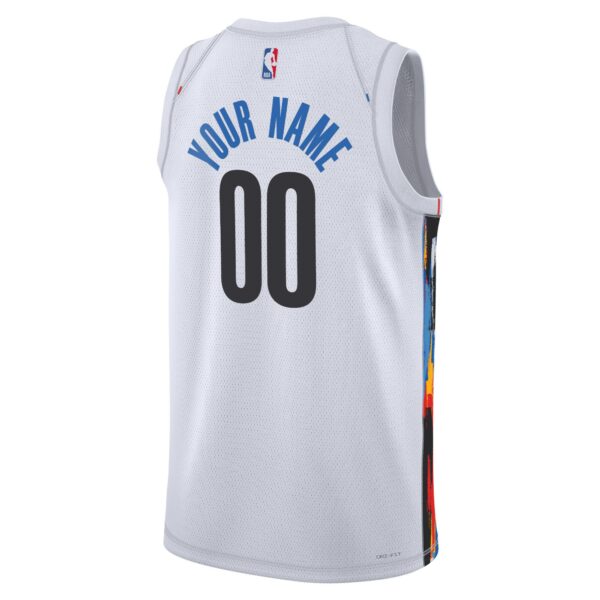 Brooklyn Nets Nike Unisex 2022/23 Swingman Custom Jersey - City Edition - White - Image 4