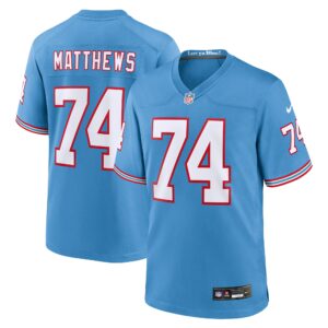 Bruce Matthews Tennessee Titans Nike Oilers Throwback Retired Player Game Jersey - Light Blue