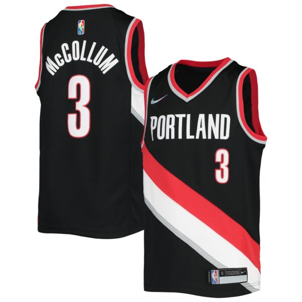 C.J. McCollum Portland Trail Blazers Nike Youth 2021/22 Diamond Swingman Jersey - Icon Edition - Black - Image 2