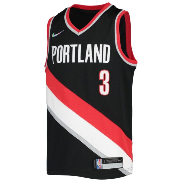C.J. McCollum Portland Trail Blazers Nike Youth 2021/22 Diamond Swingman Jersey - Icon Edition - Black - Image 3