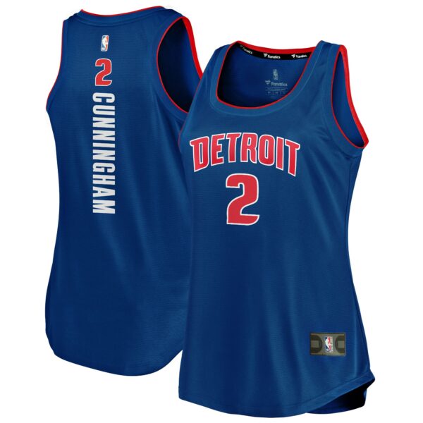 Cade Cunningham Detroit Pistons Fanatics Women's Fast Break Tank Jersey - Icon Edition - Blue - Image 2