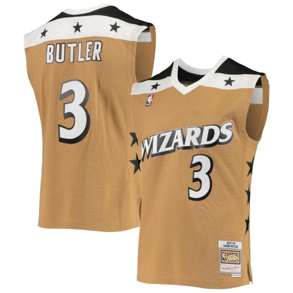 Caron Butler Washington Wizards Mitchell & Ness 2001/02 Hardwood Classics Swingman Jersey - Gold - Image 2