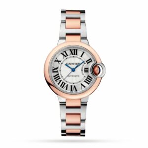 Cartier Ballon Bleu de Cartier watch, 33 mm, mechanical movement with automatic winding. Steel case, rose gold W2BB0032