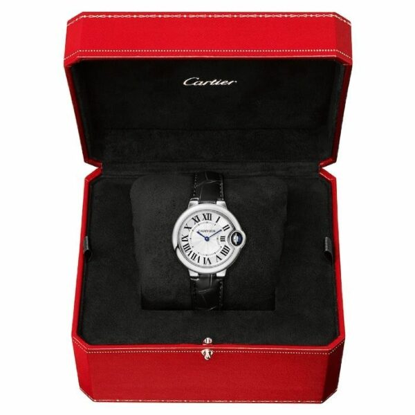 Cartier Ballon Bleu de Cartier watch, 33 mm, quartz movement. Steel case, fluted crown set with a synthetic cabochon-shaped spinel WSBB0034 - Image 2