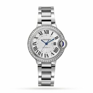 Cartier Ballon Bleu de Cartier watch, 33mm, mechanical movement with automatic winding, steel, diamonds W4BB0023