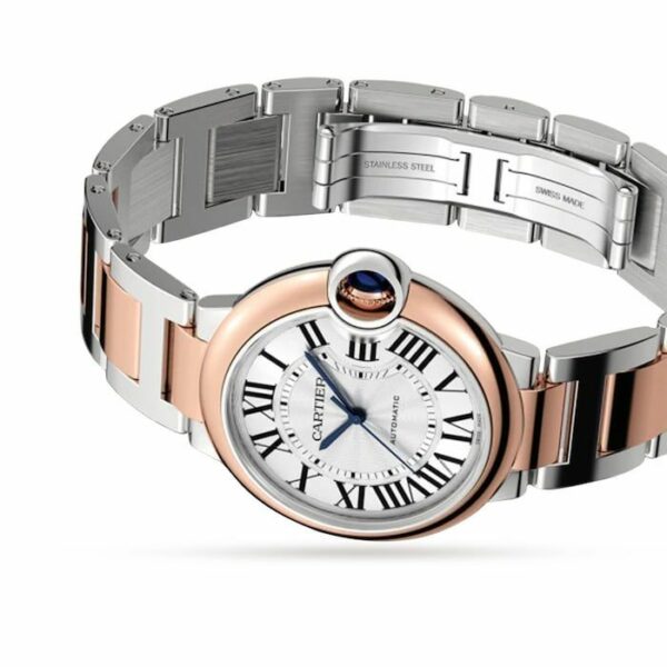 Cartier Ballon Bleu de Cartier watch, 36 mm, mechanical movement with automatic winding. Steel case, rose gold W2BB0033 - Image 4