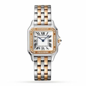 Cartier Panthre De Cartier Watch Medium Model, Quartz Movement, Rose Gold, Steel, Diamonds W3PN0007