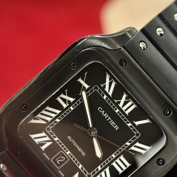 Cartier Santos De 39.8 mm WSSA0039 Black Dial Rubber Watch - Image 3
