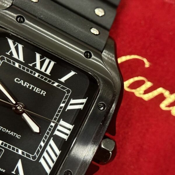 Cartier Santos De 39.8 mm WSSA0039 Black Dial Rubber Watch - Image 5