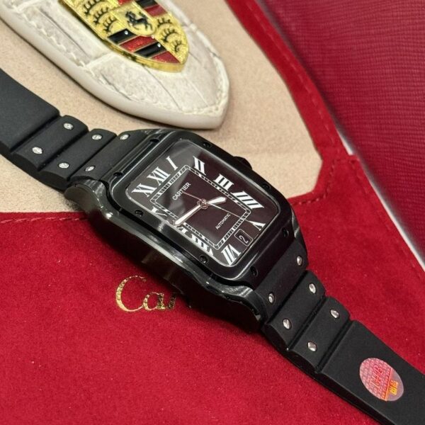 Cartier Santos De 39.8 mm WSSA0039 Black Dial Rubber Watch - Image 4