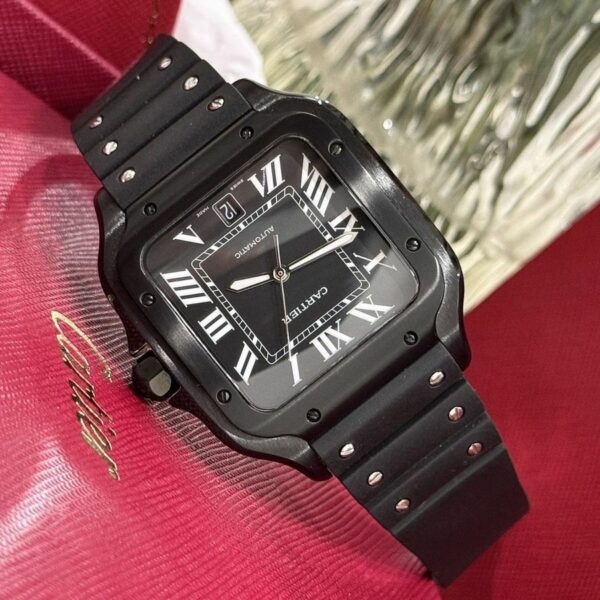 Cartier Santos De 39.8 mm WSSA0039 Black Dial Rubber Watch - Image 2
