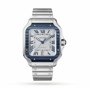 Cartier Santos De Cartier Large model, Automatic Movement, Steel, PVD, Interchangeable Metal And Rubber Straps WSSA0047 Watch